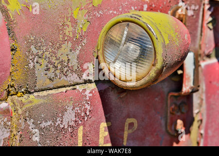Headlight on old truck detail in Sprague, Washington State Stock Photo