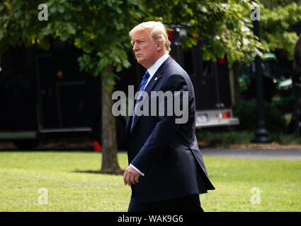 July 20, 2018. Washington, D.C. President Donald Trump walks from the Oval Office to Marine One on his way to Bedminster, NJ Stock Photo