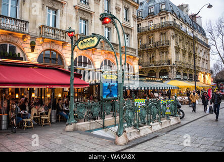 Art Nouveau Metropolitain entrance at Saint-Michel station, Paris, France Stock Photo