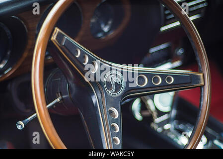 USA, Massachusetts, Beverly. Antique cars, 1960's Shelby Cobra interior Stock Photo