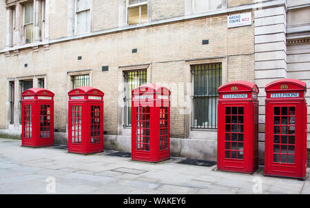 The traditional British red telephone boxes, Covent Garden, London, England Stock Photo