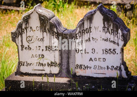 Tombstones in the Jacksonville Cemetery, Jacksonville, Oregon, USA. (Editorial Use Only) Stock Photo