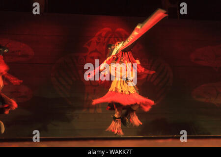 Traditional Native Indian dance, Tillicum Village on Blake Island (birthplace of Chief Seattle), Seattle, Washington State, USA (Editorial Use Only) Stock Photo