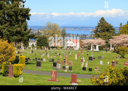 Lake View Cemetery, Capital Hill area of Seattle, Washington State Stock Photo