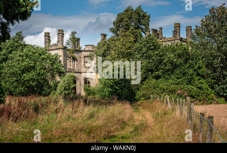 View of Dunmore Park House which is a ruined  castellated Tudor-Gothic mansion house in Airth near Falkirk, Scotland Stock Photo