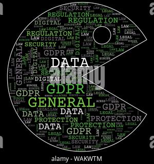 General Data Protection Regulation, GDPR, word cloud concept security on black background. Data protection and privacy in European Union Stock Photo