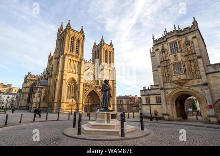 Bristol city centre cathedral and great abbey gatehouse college green Stock Photo