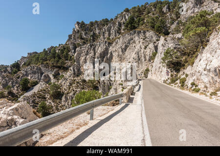 Mountain road through Natural park Sierras de Tejeda, Almijara y Alhama, Andalusia, Spain. Stock Photo