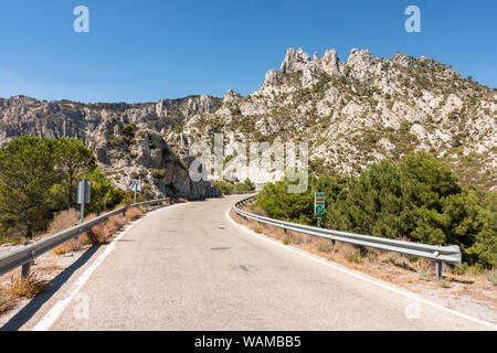 Mountain road through Natural park Sierras de Tejeda, Almijara y Alhama, Andalusia, Spain. Stock Photo