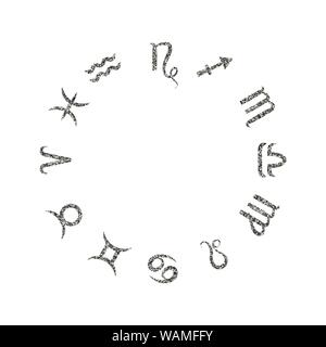 Zodiac sign set. Astrological horoscope. Vector illustration. Silver abstract icon Stock Vector