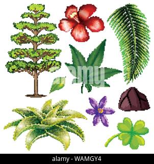 set of isolated objects theme nature illustration Stock Vector