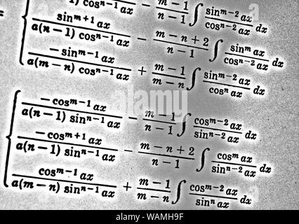 Large number of mathematical formulas on a white background HDR Stock Photo