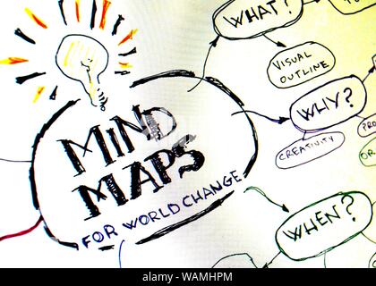 Mind Mapping planning projects for world change Stock Photo