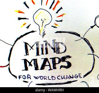 Mind Mapping planning projects for world change Stock Photo