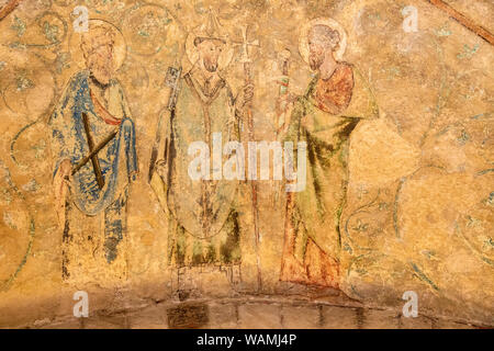 Medieval wall painting inside Norwich Cathedral, Norfolk, England, UK Stock Photo