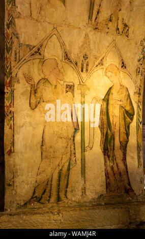 Medieval wall painting inside Norwich Cathedral, Norfolk, England, UK Stock Photo