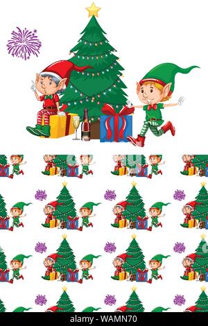 Seamless background design with christmas theme illustration Stock Vector