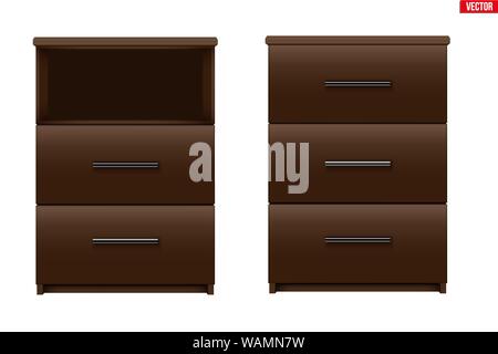 Modern bedside nightstand isolated on white background Stock Vector