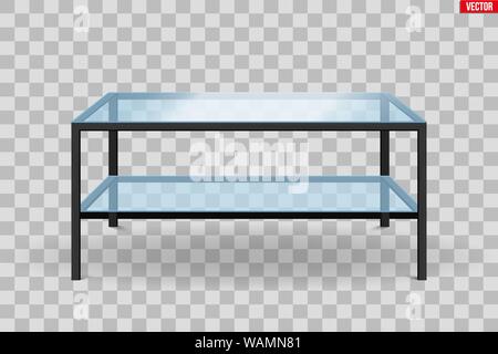 Glass coffee table isolated on white background. Stock Vector