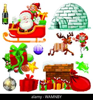Set of isolated objects of christmas theme illustration Stock Vector