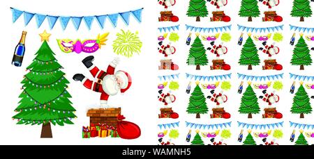 Seamless background design with christmas theme illustration Stock Vector