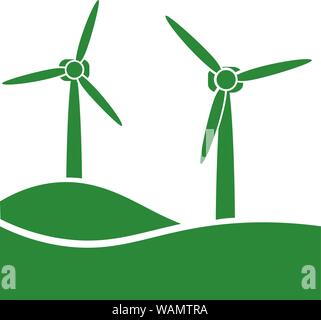 wind turbine, green eco friendly power generation icon vector illustration Stock Vector