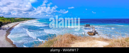 Abruzzi beach panoramic of Punta Aderci Natural Reserve in Vasto - Abruzzo - Italy named Trabocchi Coast Stock Photo