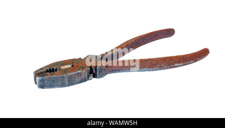 old rusty pliers isolated on white background Stock Photo