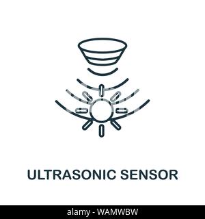 Ultrasonic Sensor outline icon. Thin line style from sensors icons collection. Pixel perfect simple element ultrasonic sensor icon for web design Stock Vector