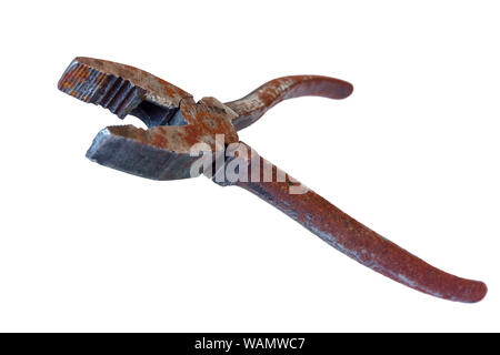 old rusty pliers isolated on white background Stock Photo