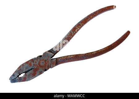 old rusty pliers isolated on white background Stock Photo