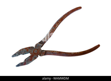 old rusty pliers isolated on white background Stock Photo