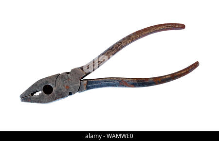 old rusty pliers isolated on white background Stock Photo