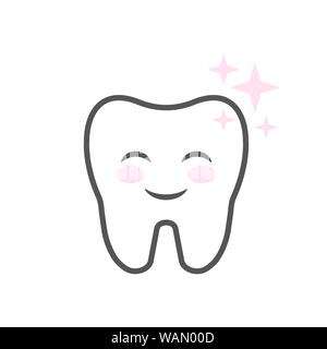 Cute smiling cartoon character tooth. Clean teeth concept. Happy tooth. EPS 10. Stock Vector