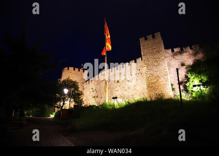 Castle in Orchid city, Macedonia at night Stock Photo