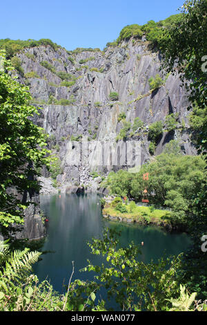 Vivian Quarry an inland scuba dive site part of the former Dinorwic Slate Quarry within Padarn Country Park, Llanberis, Snowdonia, Wales Stock Photo