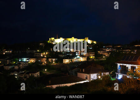 Castle in Orchid city, Macedonia at night Stock Photo