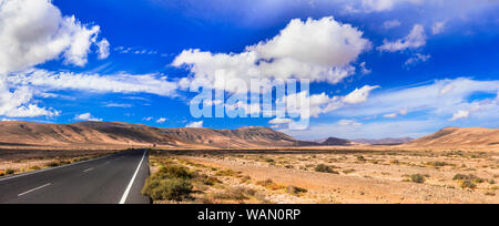 Idyllic landscape of volcanic Fuerteventura island. Canary islands of Spain Stock Photo