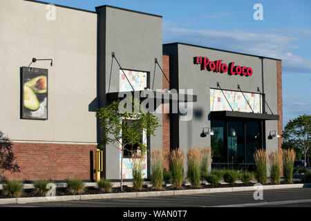 A logo sign outside of a El Pollo Loco fast food restaurant location in Orem, Utah on July 29, 2019. Stock Photo