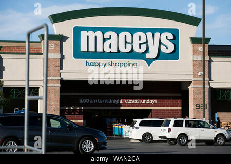 A logo sign outside of a Macey's retail grocery store location in Pleasant Grove, Utah on July 30, 2019. Stock Photo