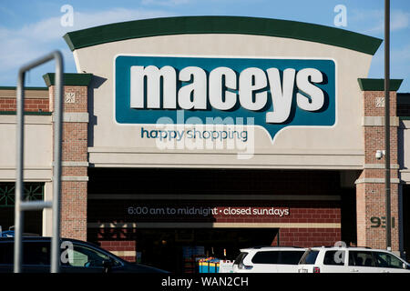 A logo sign outside of a Macey's retail grocery store location in Pleasant Grove, Utah on July 30, 2019. Stock Photo