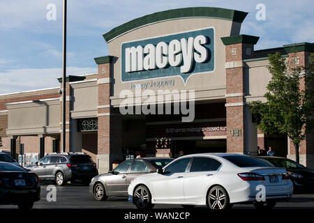 A logo sign outside of a Macey's retail grocery store location in Pleasant Grove, Utah on July 30, 2019. Stock Photo