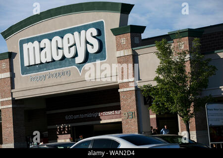 A logo sign outside of a Macey's retail grocery store location in Pleasant Grove, Utah on July 30, 2019. Stock Photo