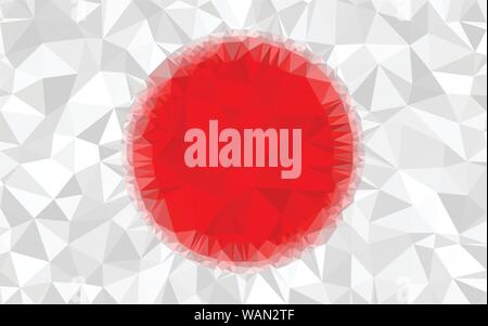 Dark Red circle,, flag Japan, White triangular low poly, Mosaic pattern Background, Vector illustration graphic, Creative Origami style with gradient Stock Vector