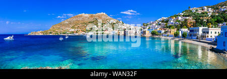 Wonderful Leros island, breathtaking sea scenery with traditional village Agia Marinana. Dodecanese, Greece Stock Photo