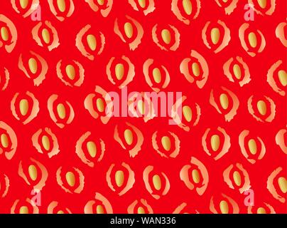Bright red strawberry skin with seeds, strawberry seamless pattern texture Stock Vector