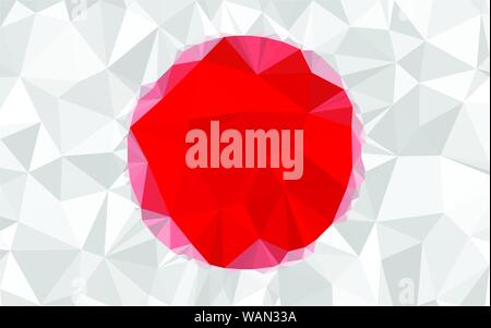 Dark Red circle,, flag Japan, White triangular low poly, Mosaic pattern Background, Vector illustration graphic, Creative Origami style with gradient Stock Vector