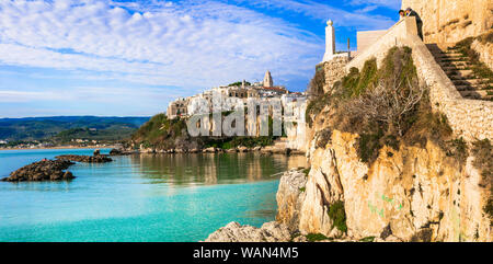 Italian holidays, beautiful coastal town in Puglia - Vieste Stock Photo