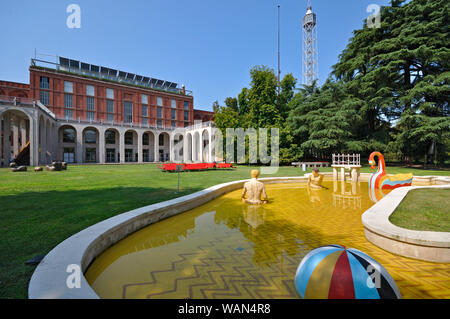 Italy, Lombardy, Milan, Sempione Park, Triennale Design Museum, Bagni Misteriosi Fountain by Giorgio De Chirico Stock Photo