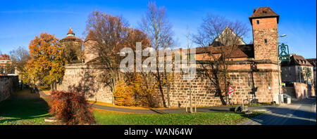 Impressive Nuremberg old town,view with fortress,Bavaria,Germany. Stock Photo